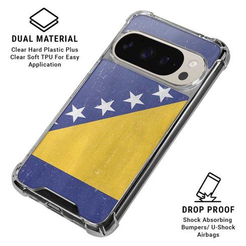 Bosnia and Herzegovina Flag Distressed Pixel 9 Pro XL Clear Case